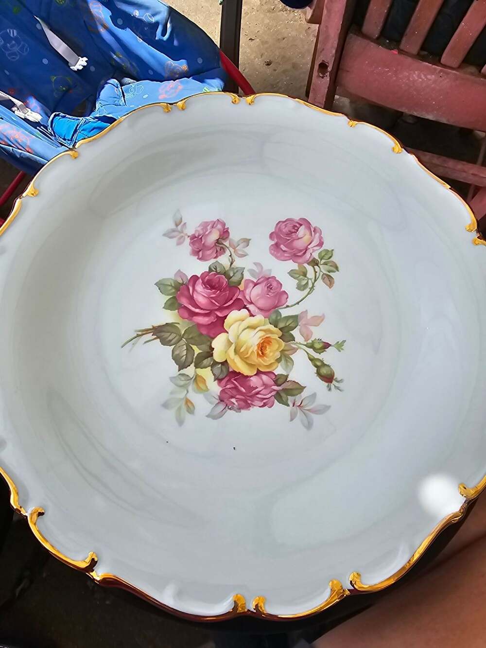 Schumann Arzberg Germany Antique Rose Bavarian 12 Inch Chop Plate Round Platter